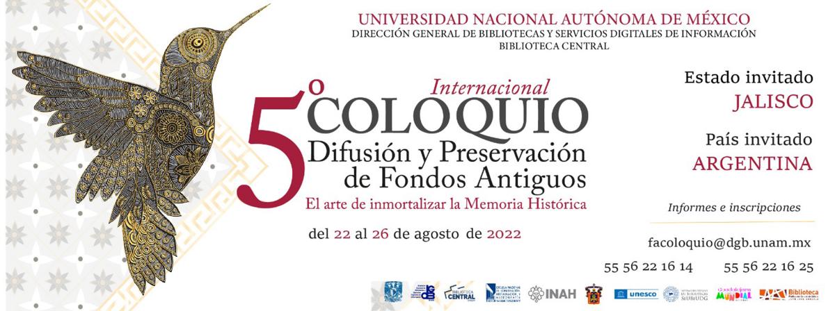 Banner 5 Coloquio Difusión y Preservación de Fondos Antiguos
