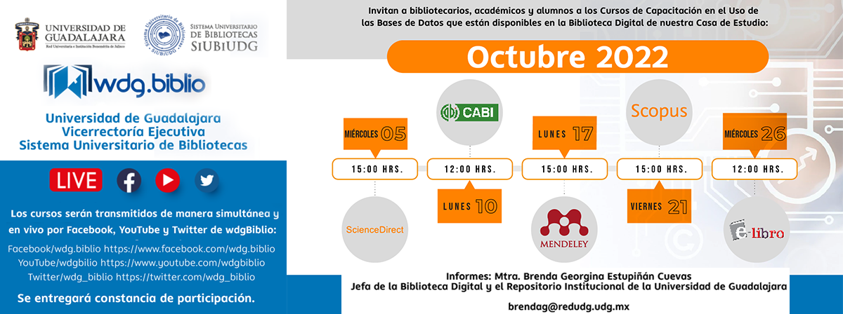 Banner Cursos de capacitación - Biblioteca Digital de la Universidad de Guadalajara