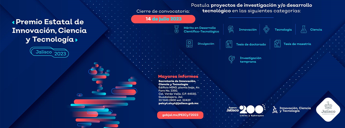 Banner Premio Estatal de Innovación, Ciencia y Tecnología (PEICyT) Jalisco 2023