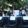 Butacas vacías con los nombres de los tres estudiantes del CAAV
