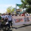 El contingente del CULagos en su camino hacia la Plaza de la Liberación